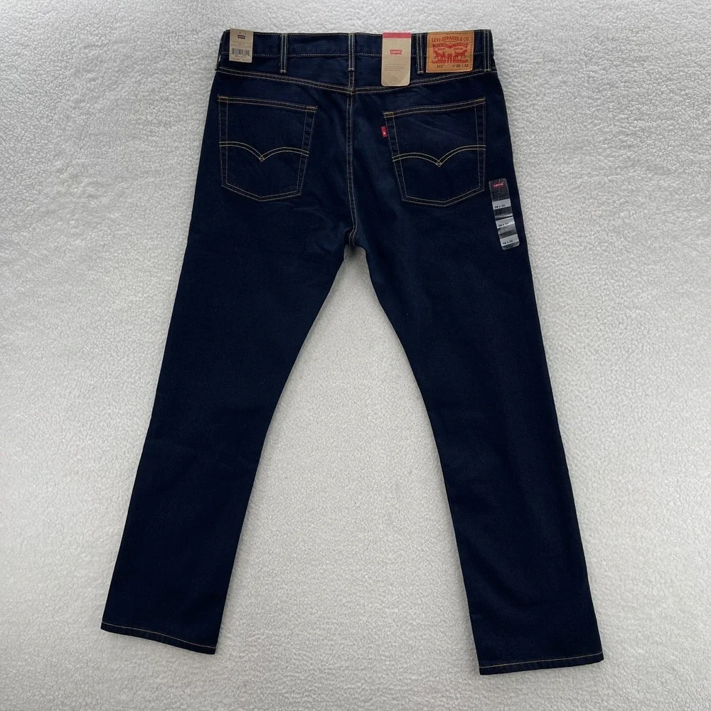 Levis 513 Jeans Mens 38x32 Blue Slim Straight Dark Wash Indigo Preppy Grunge